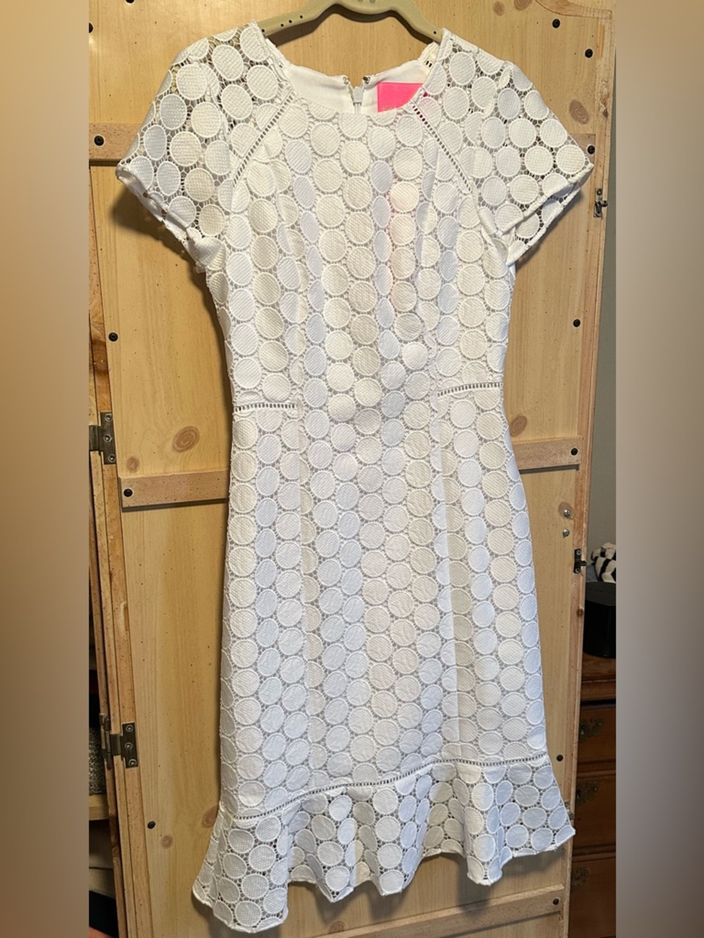 Lilly Pulitzer White Eyelet Midi Dress with Ruffle Hem